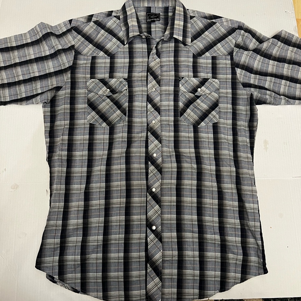 Roper Charcoal and White Plaid Button-Down Shirt